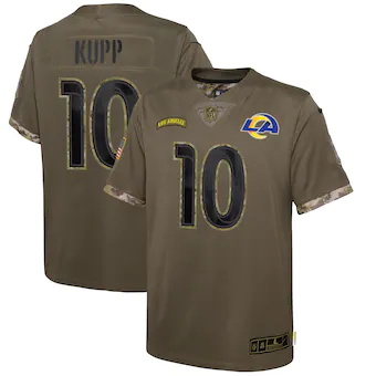 youth nike cooper kupp olive los angeles rams 2022 salute t